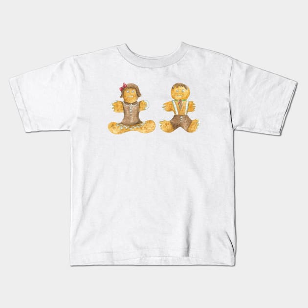 Gingerbread boy and girl Kids T-Shirt by lisenok